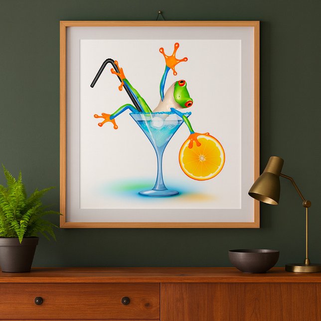 Colourful Tree Frog Cocktail Glass Poster (Creator Uploaded)