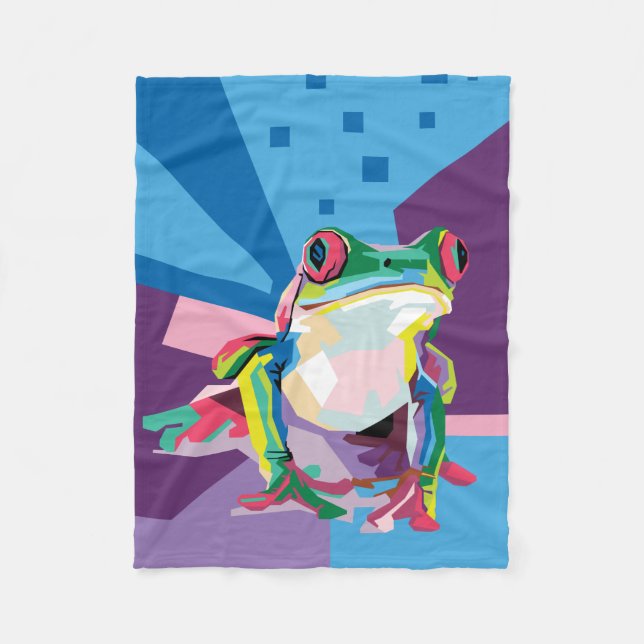 Colourful Tree Frog Portrait Fleece Blanket (Front)