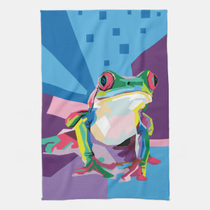 Colourful Tree Frog Portrait Tea Towel