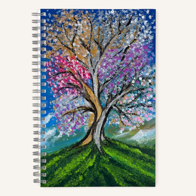 Colourful Tree - handmade artwork  Notebook (Front)
