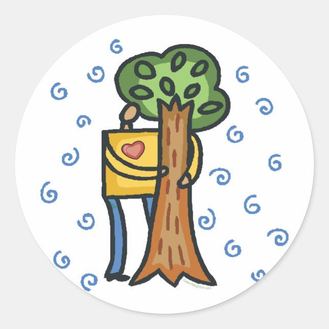 Colourful Tree Hugger Classic Round Sticker (Front)