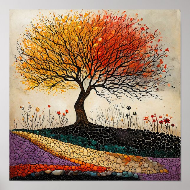 Colourful Tree Landscape Poster (Front)