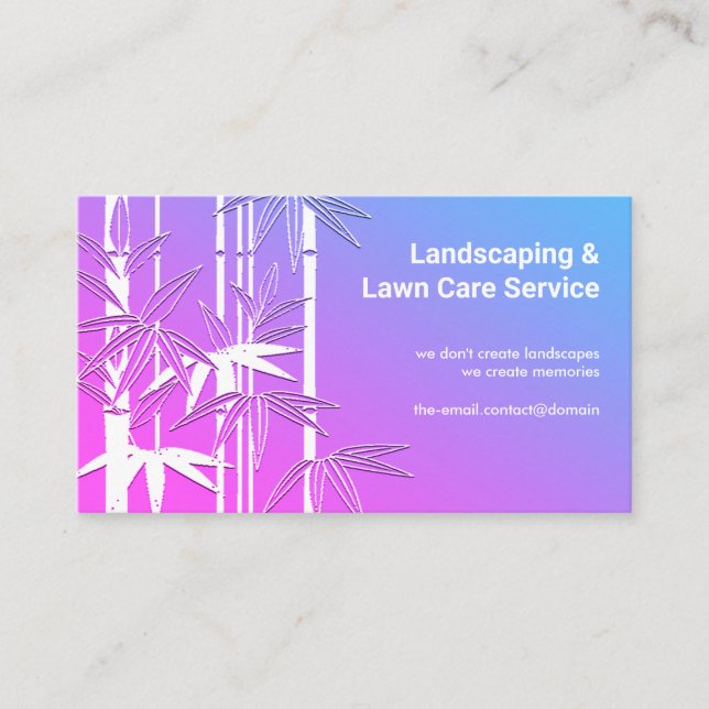 Colourful Tree Leaf Bamboo Landscape Lawn Care Business Card (Front)