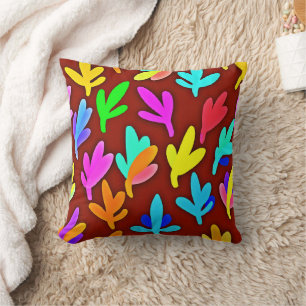 Colourful Tree Leaves Dance Pattern Cushion