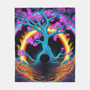Colourful Tree of Life Fleece Blanket