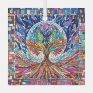 Colourful Tree of Life Mosaic art Glass Tree Decoration