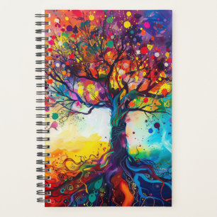 Colourful Tree of Life Rainbow Serenity Nature Art Planner