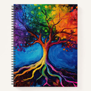 Colourful Tree of Life Roots Knowledge Wisdom Peac Notebook