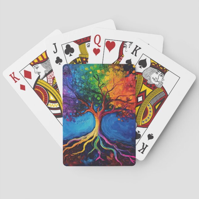 Colourful Tree of Life Roots Knowledge Wisdom Peac Playing Cards (Back)