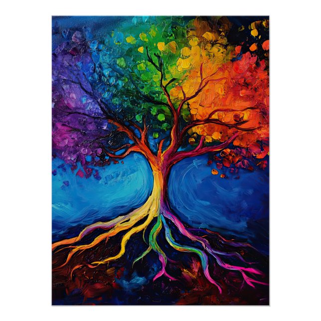 Colourful Tree of Life Roots Knowledge Wisdom Peac Poster (Front)