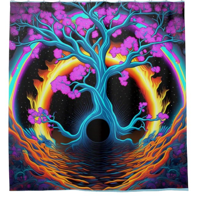 Colourful Tree of Life  Shower Curtain (Front)