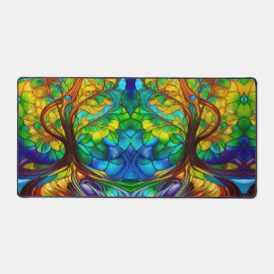 Colourful Tree of Life Stained Glass Look Desk Mat