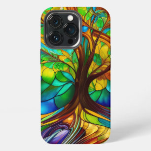 Colourful Tree of Life Stained Glass Look iPhone 13 Pro Case