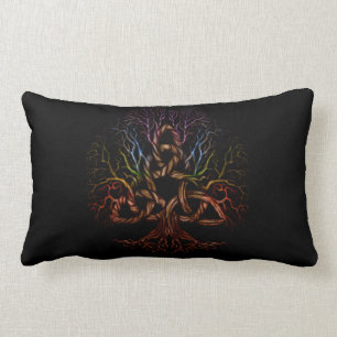 Colourful Tree of life with Triquetra Lumbar Cushion