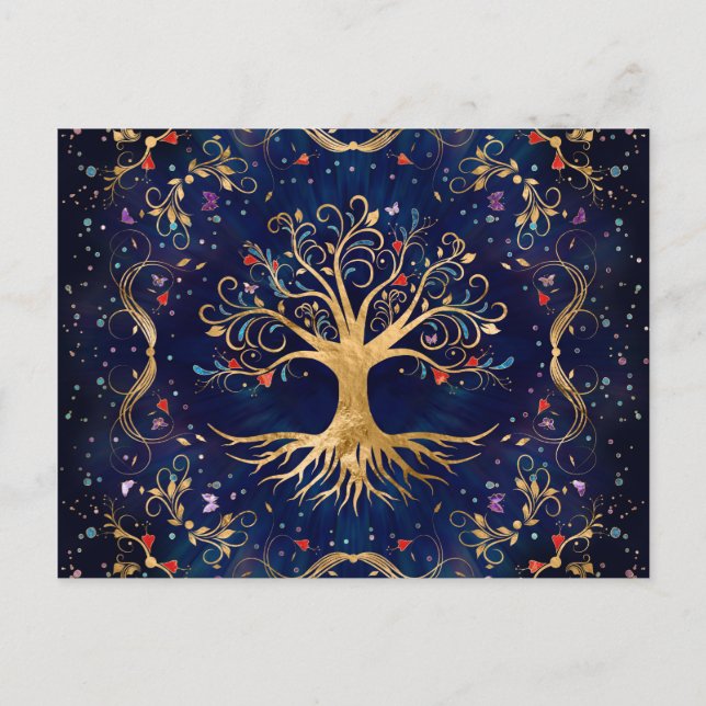 Colourful Tree of Life - Yggdrasil Postcard (Front)
