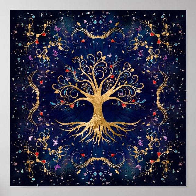 Colourful Tree of Life - Yggdrasil Poster (Front)