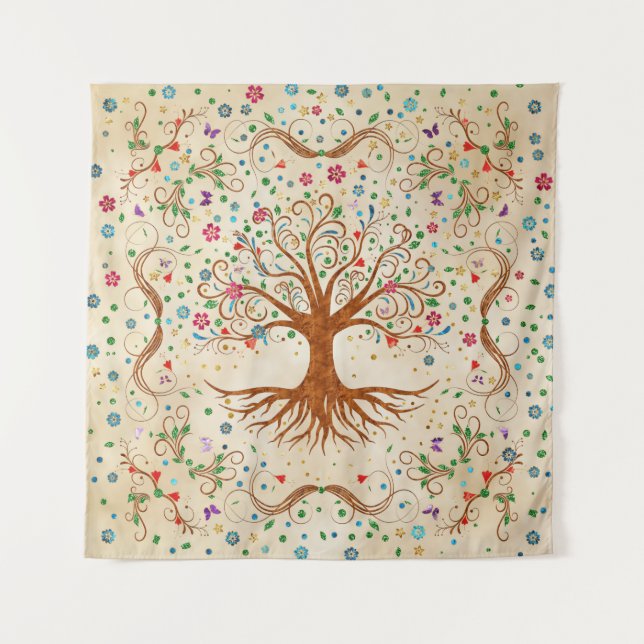 Colourful Tree of Life - Yggdrasil Tapestry (Front)