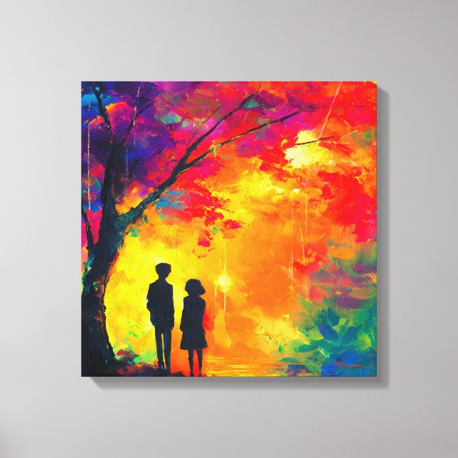 Colourful Tree of Love Canvas Print (Front)
