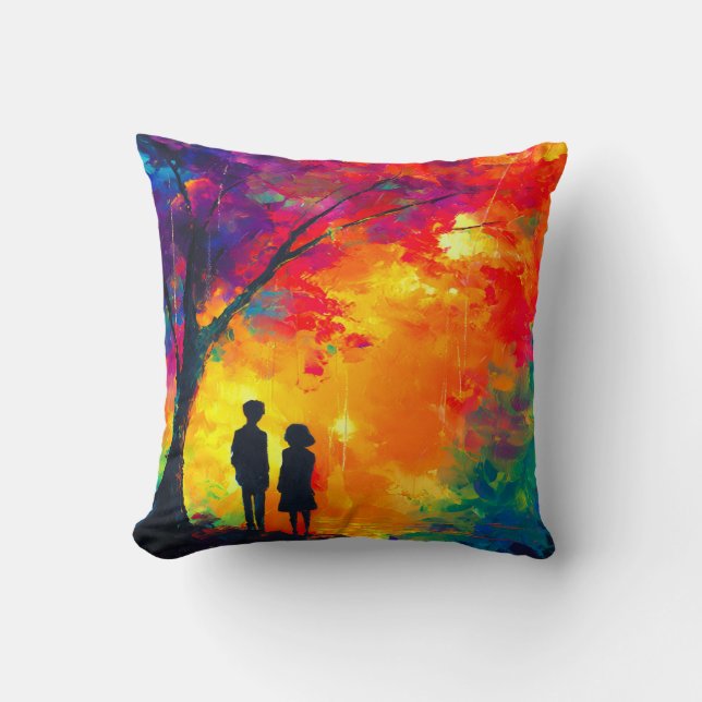 Colourful Tree of Love Cushion (Front)