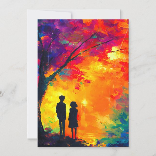 Colourful Tree of Love Holiday Card (Front)