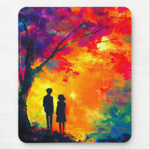 Colourful Tree of Love Mouse Pad