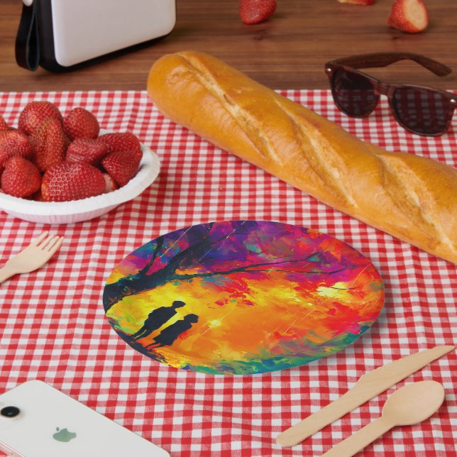 Colourful Tree of Love Paper Plate (Picnic)