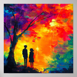 Colourful Tree of Love Poster