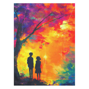 Colourful Tree of Love Tablecloth