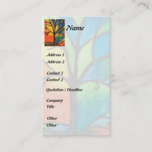 Colourful Tree Stained Glass Business Card