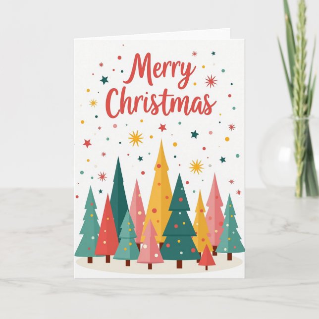 Colourful Trees Christmas Card (Front)