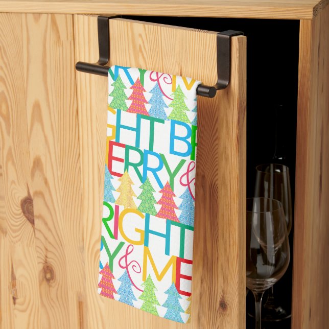 Colourful Trees Holiday Kitchen Towel (Thirds Fold)