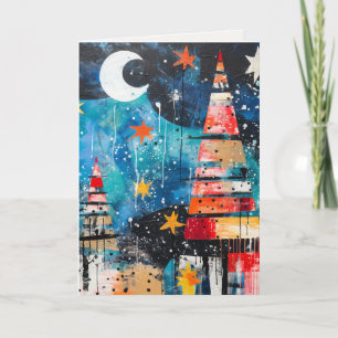Colourful Trees in Abstract design Holiday Card