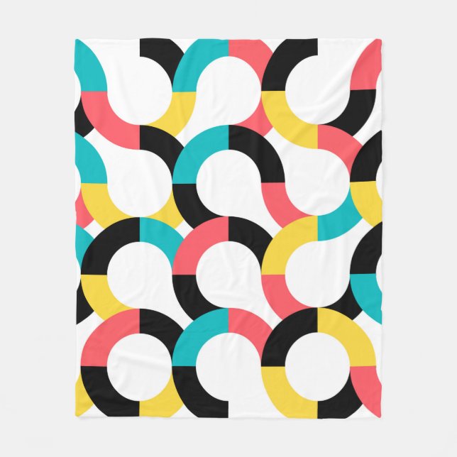 Colourful, trendy, cheerful, fun modern geometric fleece blanket (Front)