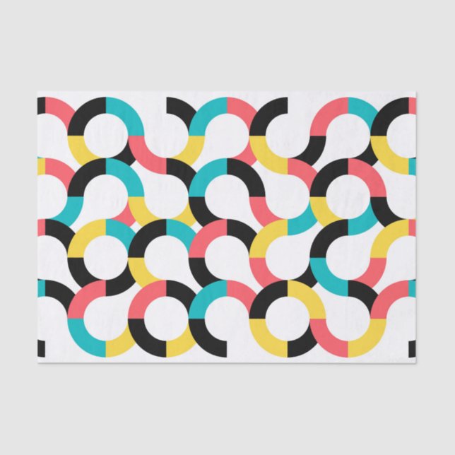 Colourful, trendy, cheerful, fun modern geometric tissue paper (Front)