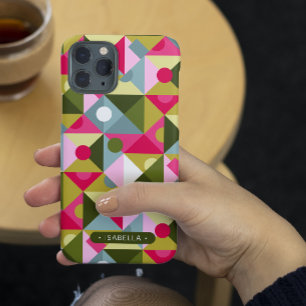 Colourful Trendy Modern Girly Pattern Custom Name Case-Mate iPhone 14 Pro Max Case