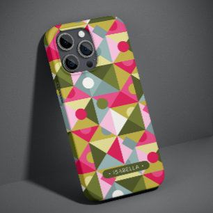 Colourful Trendy Modern Girly Pattern Custom Name Case-Mate iPhone 14 Case