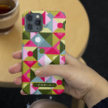 Colourful Trendy Modern Girly Pattern Custom Name Case-Mate iPhone 14 Pro Case<br><div class="desc">Colourful Trendy Modern Girly Pattern Personalised Name Smartphone iPhone Case features a colourful geometric pattern in shades of pink,  green and blue with your personalised name in modern elegant script typography. Perfect for birthday,  Christmas,  Mother's Day,  sister,  best friend and more. Designed by © Evco Studio www.zazzle.com/store/evcostudio</div>