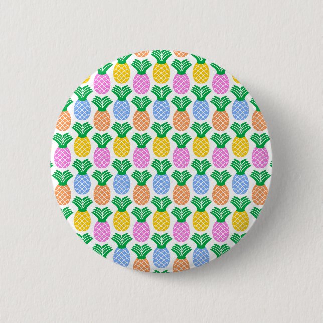 Colourful Trendy Pineapple Pattern 6 Cm Round Badge (Front)