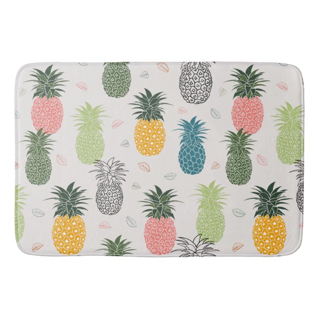 Colourful Trendy Pineapples Bath Mat (Front)