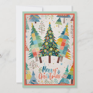 Colourful Trendy Rustic Watercolor Christmas Holiday Card