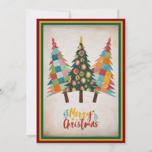 Colourful Trendy Rustic Watercolor Christmas Holiday Card