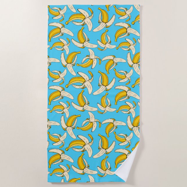 Colourful Trendy Tropical Banana Fruit Food Patter Beach Towel (Front)