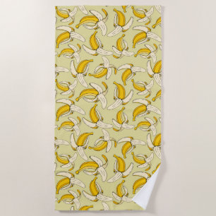 Colourful Trendy Tropical Banana Print Food Patter Beach Towel