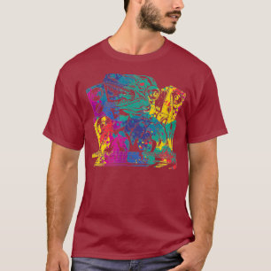Colourful Trex DJ Techno Music edm Party T-Shirt
