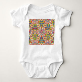Colourful triangle patchwork, hand-drawn art. baby bodysuit