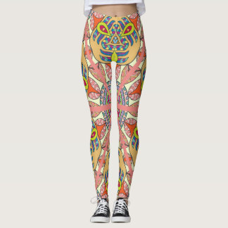 Colourful triangle patchwork, hand-drawn art. leggings
