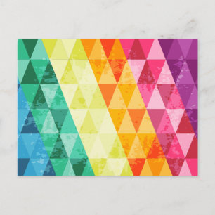 Colourful triangle pattern postcard