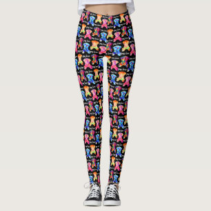 Colourful Triangle Pattern Pug Silhouette Pug Love Leggings