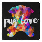 Colourful Triangle Pattern Pug Silhouette Pug Love