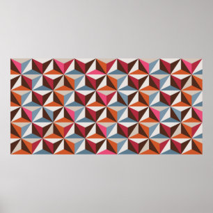 Colourful triangle tiles seamless vintage pattern. poster